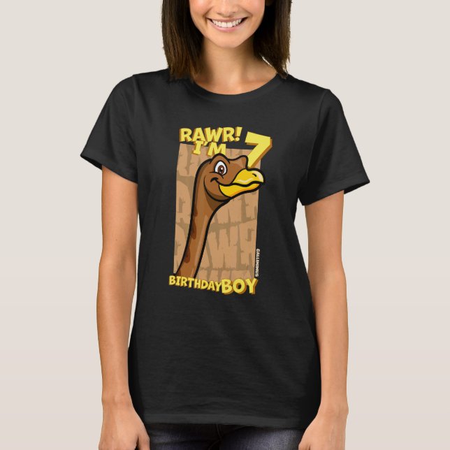 Rawr  I'm 7 Birthday Boys 7th Birthday Dino Gallim T-Shirt (Front)