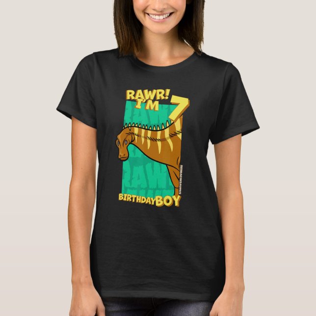 Rawr  I'm 7 Birthday Boys 7th Birthday Dino Rebbac T-Shirt (Front)