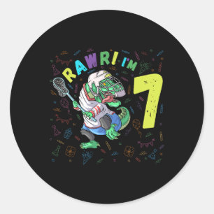 Rawr I'm 7 Dinosaur T-rex 7 Year Old Boy Birthday Classic Round Sticker