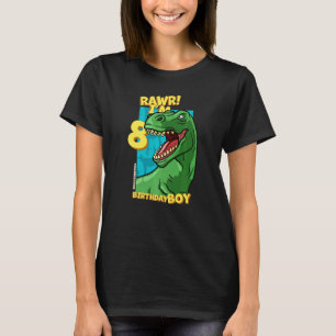 Rawr I'm 8 Birthday Boys 8th Birthday Dino Tyranno T-Shirt