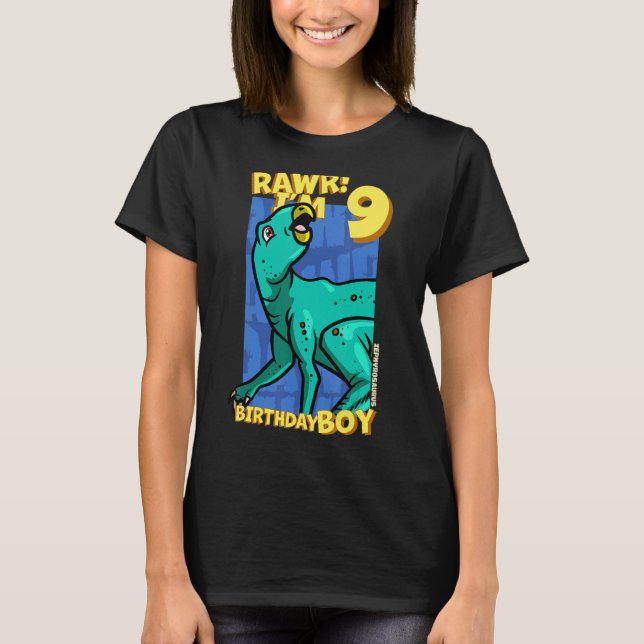 Rawr  I'm 9 Birthday Boys 9th Birthday Dino Zephyr T-Shirt (Front)