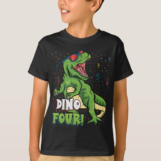 Rawr I'm a Dinofour 4th Birthday Dinosaur Boy T-Shirt (Front)