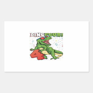 Rawr I'm a Dinofour 4th Birthday Dinosaur Rectangu Rectangular Sticker