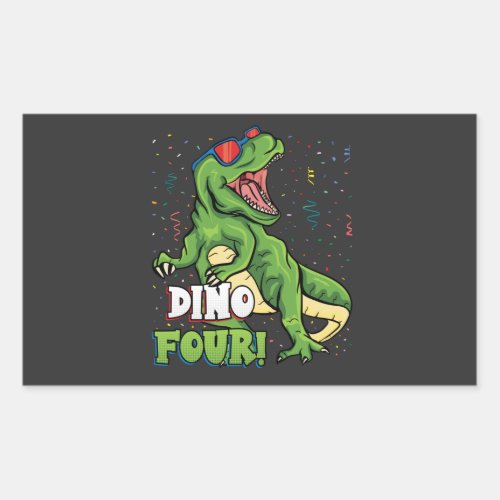 Rawr Im a Dinofour 4th Birthday Dinosaur Rectangular Sticker