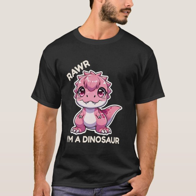 Rawr I'm A Dinosaur Cartoon T Rex Monster T-Shirt (Front)
