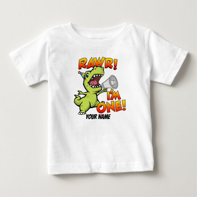 Rawr I'm One Dinosaur Baby T-Shirt (Front)