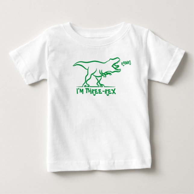 Rawr I'm Three -Rex 3rd Birthday Dinosaur Shirt,   Baby T-Shirt (Front)