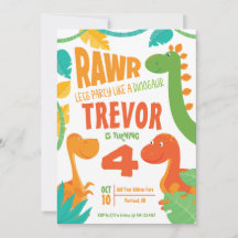Rawr Lets Party Like a Dinosaur - Personalized