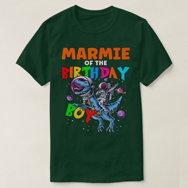 Rawr Marmie Of The Birthday Boy Astronaut Riding D T-Shirt (Design Front)