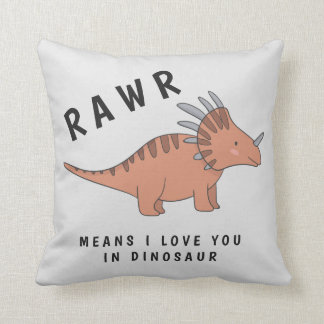 Rawr Means I Love You In Dinosaur Boys Gray Throw Pillow