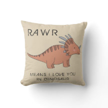 Rawr Means I Love You In Dinosaur Boys Room Pillow