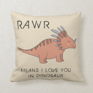 Rawr Means I Love You In Dinosaur Boys Room Pillow
