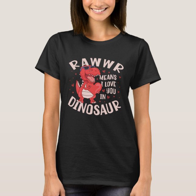 Rawr Means I Love You In Dinosaur Future Paleontol T-Shirt (Front)
