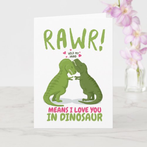 Rawr means I love you in dinosaur Valentine Card
