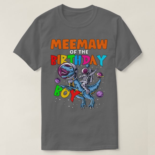 Rawr MeeMaw Of The Birthday Boy Astronaut Riding D T-Shirt (Design Front)