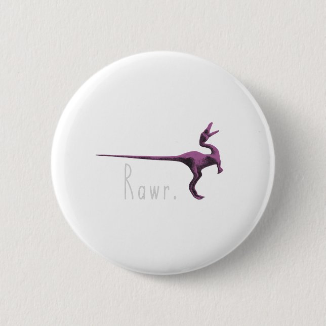 Rawr Pink Dinosaur Button (Front)