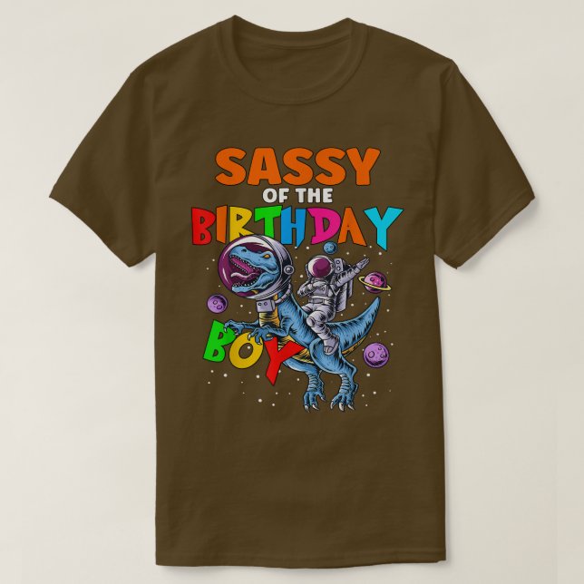 Rawr Sassy Of The Birthday Boy Astronaut Riding Di T-Shirt (Design Front)
