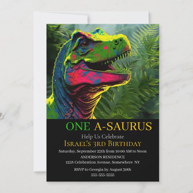 Rawr-some Dinosaur Birthday Invitations! Invitation (Front)