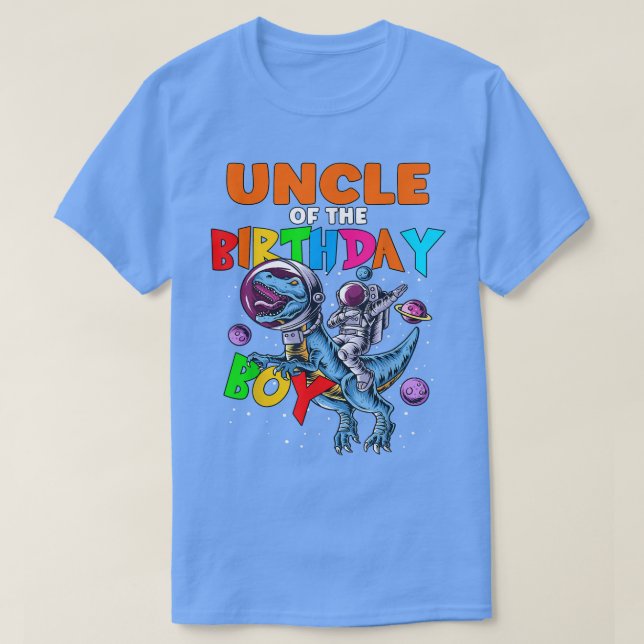 Rawr Uncle Of The Birthday Boy Astronaut Riding Di T-Shirt (Design Front)