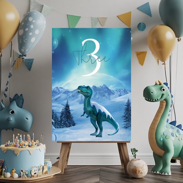 RAWR Under the Lights Dinosaur Winter Birthday  Table Number (Creator Uploaded)