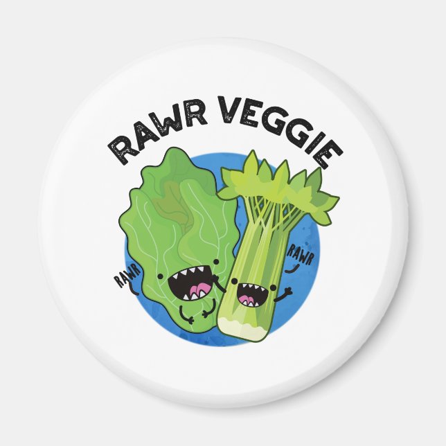 Rawr Veggie Funny Food Pun Magnet (Front)
