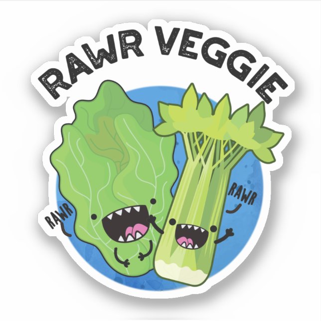 Rawr Veggie Funny Food Pun Sticker (Front)