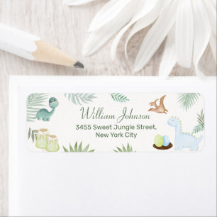 Rawr Volcano Dinosaur Baby Shower Return Address Label