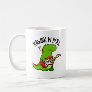 Rawrk And Roll Funny Rocker Dinosaur Pun Coffee Mug