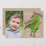 RAWRR Dinosaur Kids Neutral Birthday Party Photo Invitation<br><div class="desc">This fun kids birthday party invitation features a your child's photo, T-Rex dinosaur illustration, neutral kraft background, and casual, distressed fonts. It's a great choice for any child's birthday party. See the collection below for more coordinating items! TIP: Customize it further by adding a photo and/or text to the back...</div>