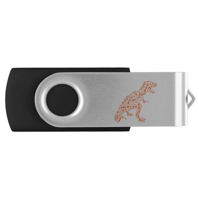 Rawrsome Dinosaur T Rex Silhouette Art Halloween Flash Drive (Front)