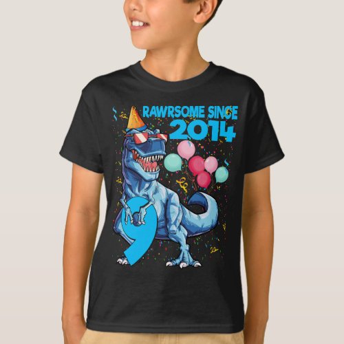 Rawrsome Since 2014 9th Birthday Dinosaur T Rex Gi T_Shirt