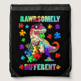 Rawrsomely Different Dinosaur Autism Awareness Drawstring Bag