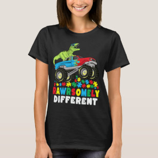 Rawrsomely Different T Rex Monster Truck Autism T-Shirt