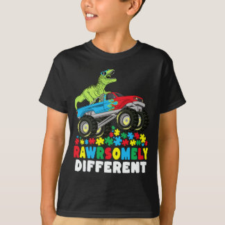 Rawrsomely Different T Rex Monster Truck Autism T-Shirt