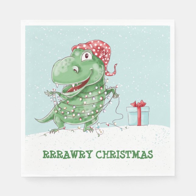 Rawry Christmas Dinosaur Napkins (Front)