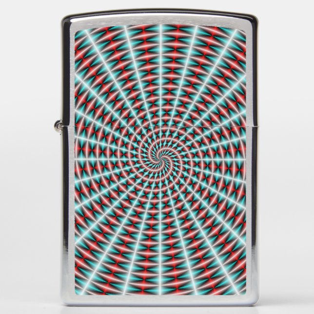 Ray and Spiral Weave in Blue and Red Zippo Lighter (Front)