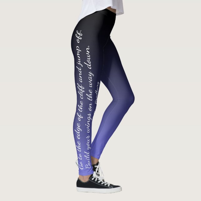 Ray Bradbury Jump & Build Your Wings Quote, Ombre Leggings (Right)