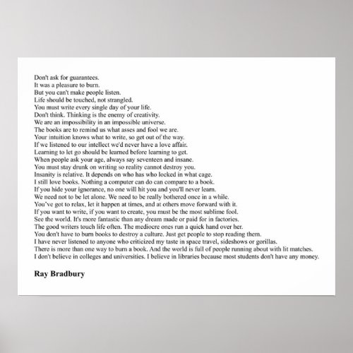 Ray Bradbury Quotes Poster