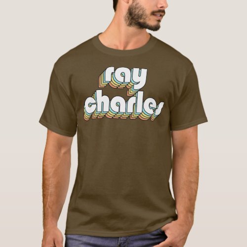 Ray Charles Retro Rainbow Typography Faded Style T_Shirt