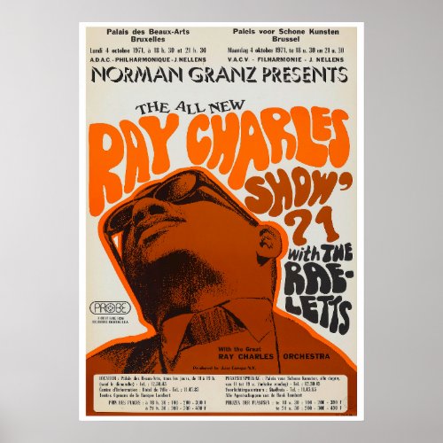 Ray Charles Vintage Concert Poster