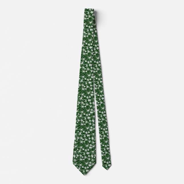 Ray Circles - White on Dark Green Neck Tie (Front)