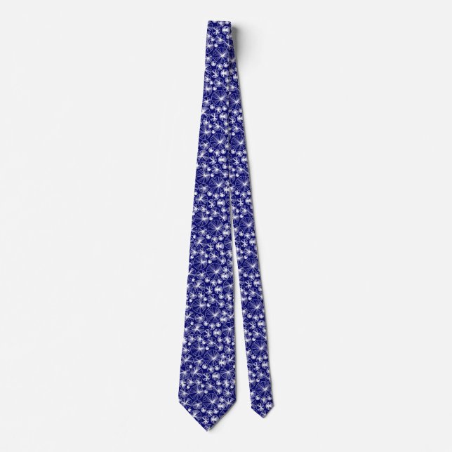 Ray Circles - White on Deep Navy Neck Tie (Front)