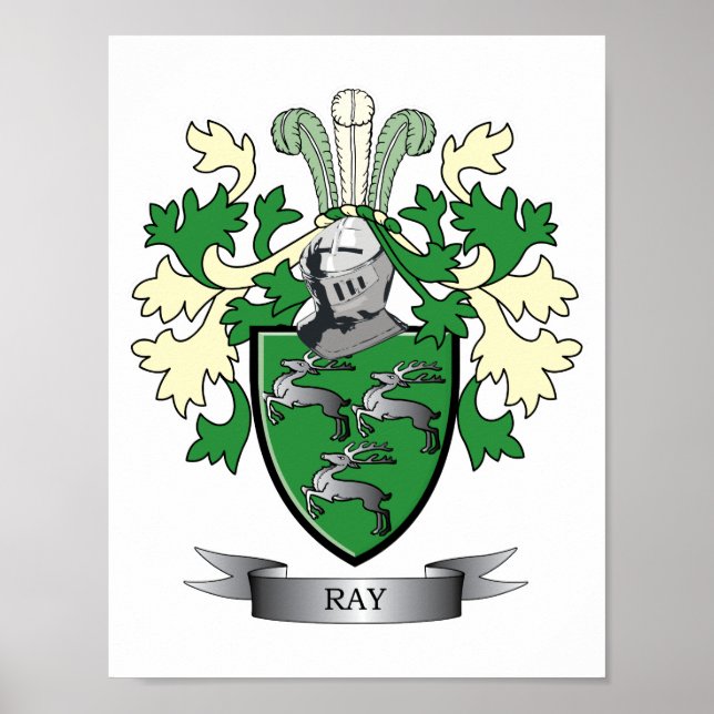 Ray Family Crest Coat of Arms Poster (Front)