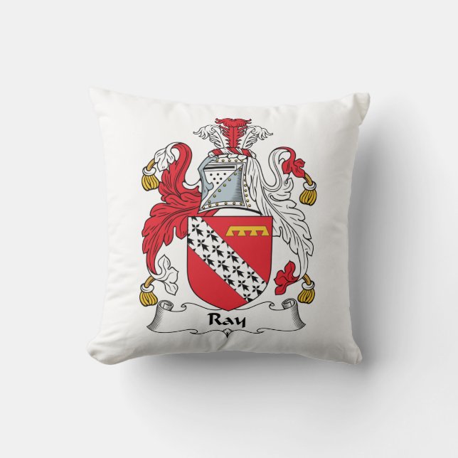 Ray Family Crest Throw Pillow (Front)