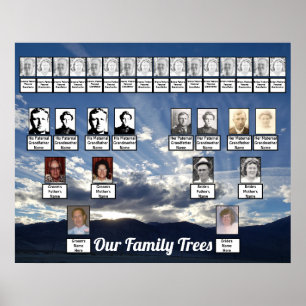 Ray-Like Clouds Photo Two Family Trees Poster
