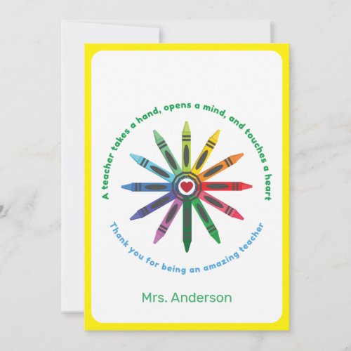 Ray of Crayons  Teacher Appreciation Thank You Card