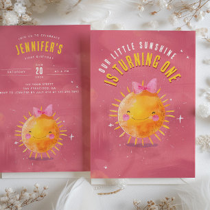 Ray of Joy - Sunshine First Birthday Party Invitation