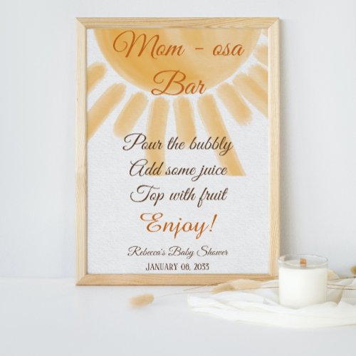 Ray of Sun Theme Sunshine Baby Shower Mom osa bar  Poster