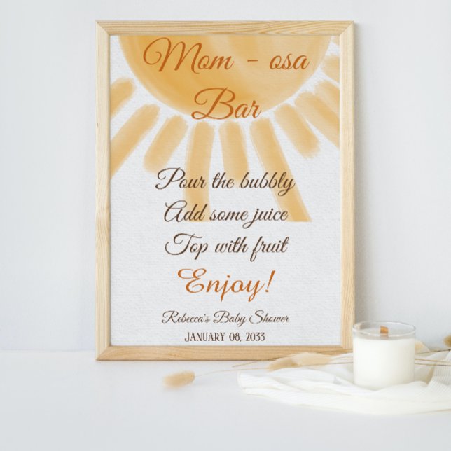 Ray of Sun Theme Sunshine Baby Shower Mom osa bar  Poster (Creator Uploaded)