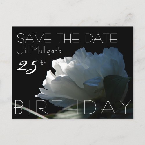 Ray of Sunlight Peony 25th Birthday Save the Date Announcement Postcard